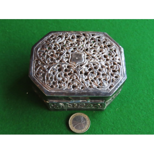 187 - Silver Box Canted Corner Form Filigree Decorated Approximately 5 Inches Wide