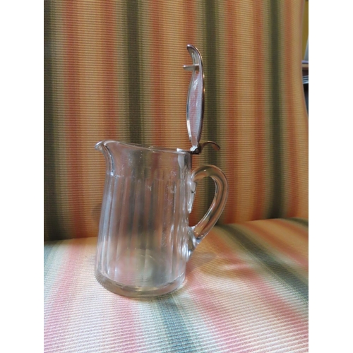 189 - Tiffany Silver Mounted Crystal Tot Jug with Hinged Cover Approximately 4 Inches High