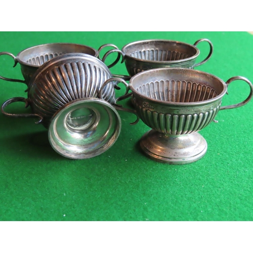 190 - Set of Four Solid Silver Salts Twin Handles Pedestal Form