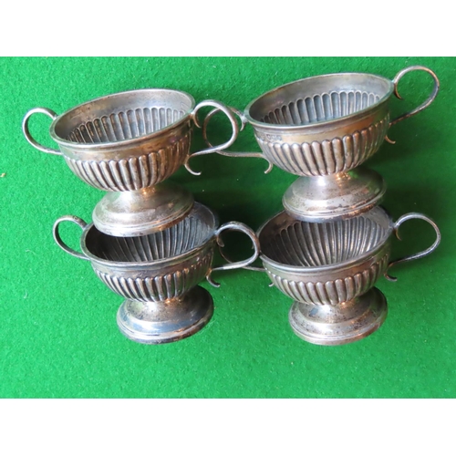 190 - Set of Four Solid Silver Salts Twin Handles Pedestal Form