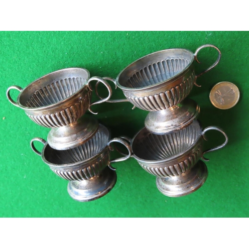 190 - Set of Four Solid Silver Salts Twin Handles Pedestal Form