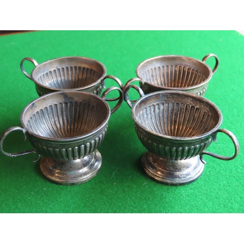 190 - Set of Four Solid Silver Salts Twin Handles Pedestal Form