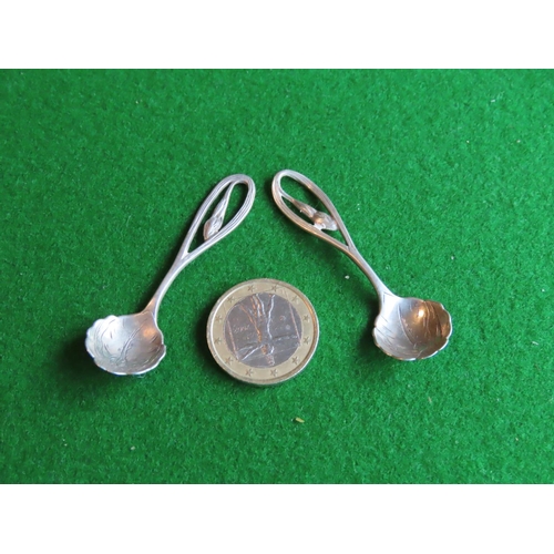 191 - Pair of Solid Silver Salts with Spoons Each Approximately 4 Inches Wide