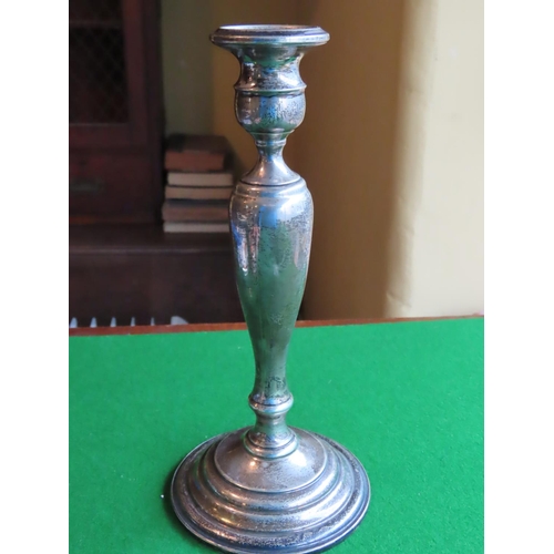 194 - Large Pair of Turned Form Solid Silver Candle Sticks Each Approximately 11 Inches High