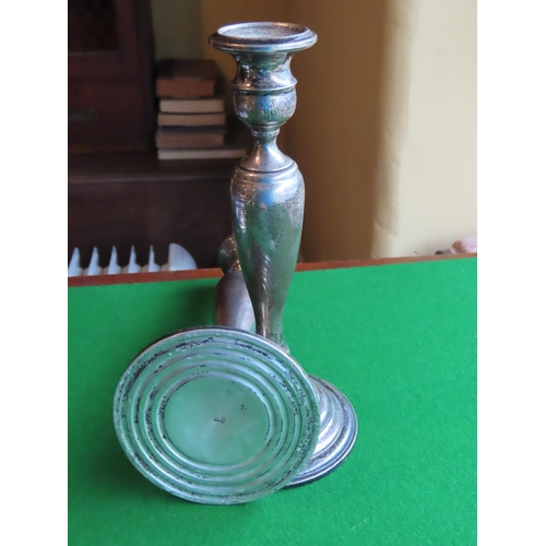 194 - Large Pair of Turned Form Solid Silver Candle Sticks Each Approximately 11 Inches High