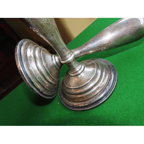 194 - Large Pair of Turned Form Solid Silver Candle Sticks Each Approximately 11 Inches High