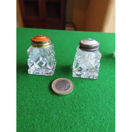 195 - Set of Eight Silver Enamel Decorated Crystal Salt and Peppers Four and Four