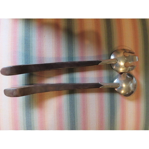 196 - Pair of Silver Mounted Salad Servers Each Approximately 11 Inches Long