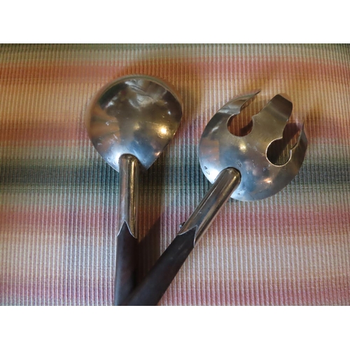 196 - Pair of Silver Mounted Salad Servers Each Approximately 11 Inches Long