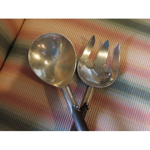 196 - Pair of Silver Mounted Salad Servers Each Approximately 11 Inches Long