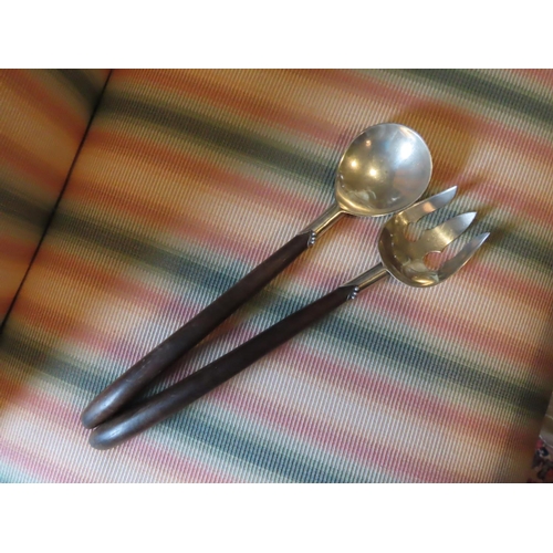 196 - Pair of Silver Mounted Salad Servers Each Approximately 11 Inches Long