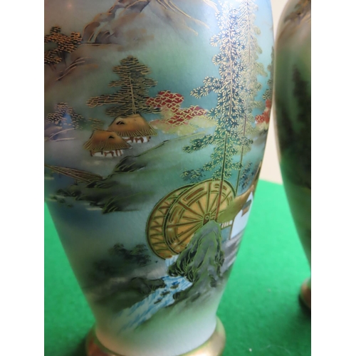 197 - Pair of Oriental Satsuma Vases with Finely Detailed Decoration Each Approximately 8 Inches High