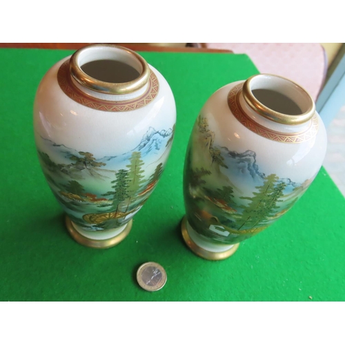 197 - Pair of Oriental Satsuma Vases with Finely Detailed Decoration Each Approximately 8 Inches High