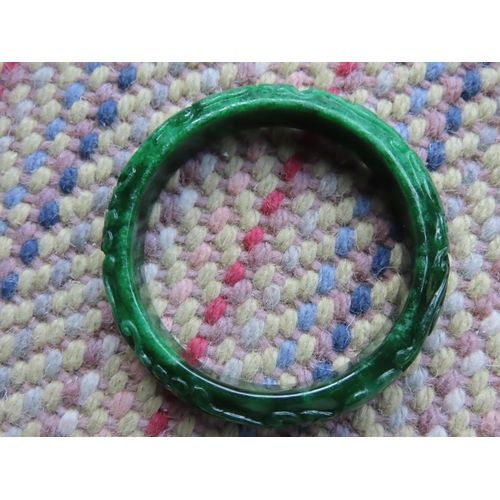 198 - Apple Green Carved Jade Ladies Bangle