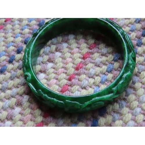 198 - Apple Green Carved Jade Ladies Bangle