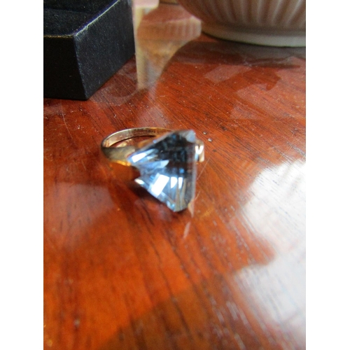 2 - Unusual Vintage 10 Carat Gold Mounted Ring with Pale Blue Gemstone Possibly Aquamarine Attractive De... 
