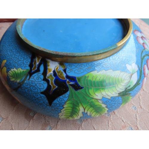 200 - Cloisonne Decorated Bowl Shallow Form with Floral Motifs Approximately 9 Inches Diameter