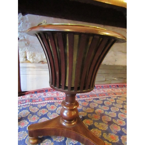 207 - William IV Inlaid Mahogany Jardiniere Stand with Original Brass Inset