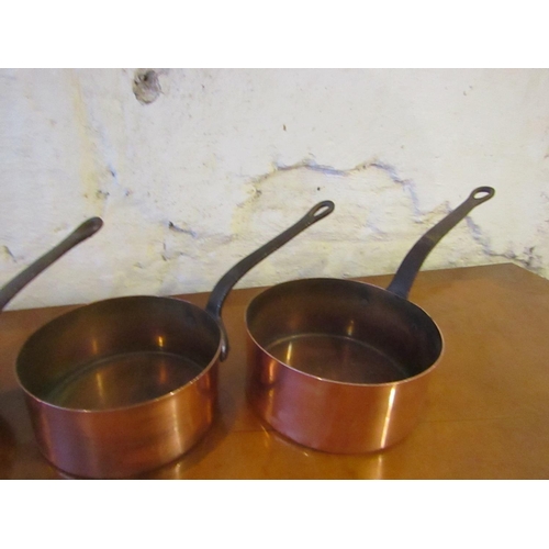 210 - Set of Six Graduated Copper Chefs Saucepans