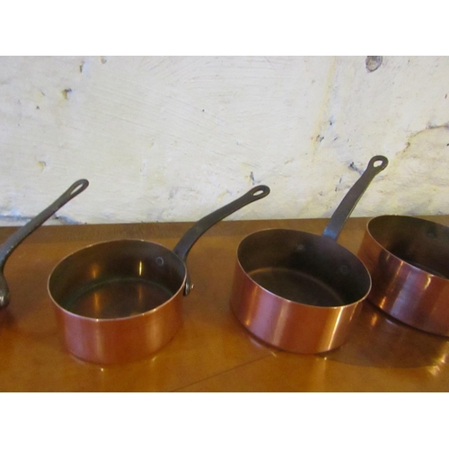 210 - Set of Six Graduated Copper Chefs Saucepans