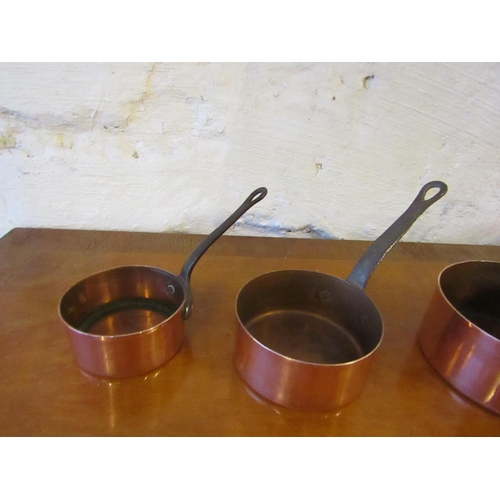 210 - Set of Six Graduated Copper Chefs Saucepans