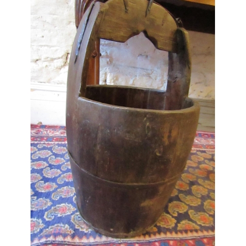 212 - Old Pine Well or Water Bucket Approximately 12 Inches Diameter x 22 Inches High