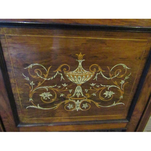 218 - Victorian Rosewood Ivory and Satinwood Inlaid Side Cabinet with Mirrored Back above Further Detailed... 