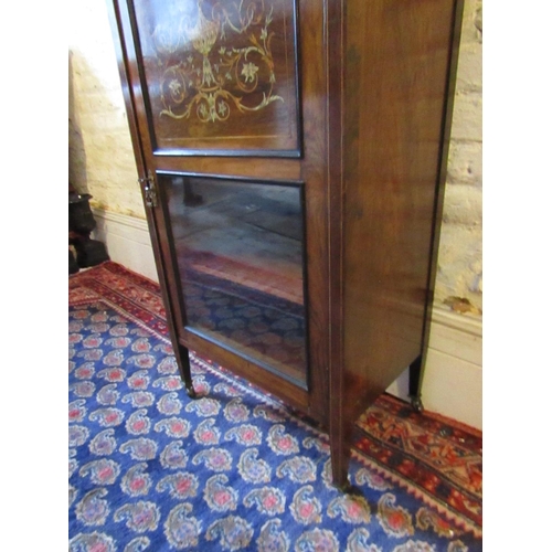 218 - Victorian Rosewood Ivory and Satinwood Inlaid Side Cabinet with Mirrored Back above Further Detailed... 