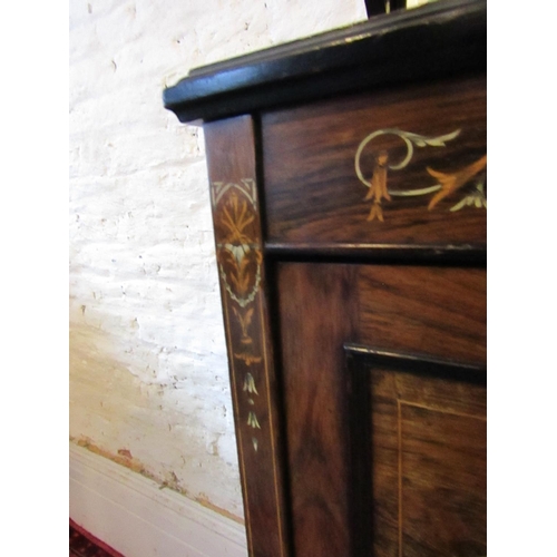 218 - Victorian Rosewood Ivory and Satinwood Inlaid Side Cabinet with Mirrored Back above Further Detailed... 