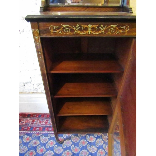 218 - Victorian Rosewood Ivory and Satinwood Inlaid Side Cabinet with Mirrored Back above Further Detailed... 