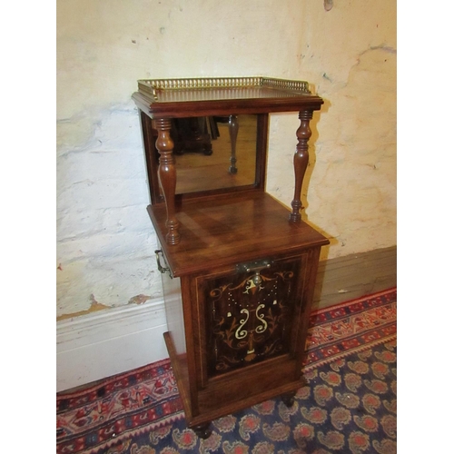 219 - Victorian Rosewood Cold Box Locker with Hinged Interior Below Three Quarter Gallery Decoration Appro... 