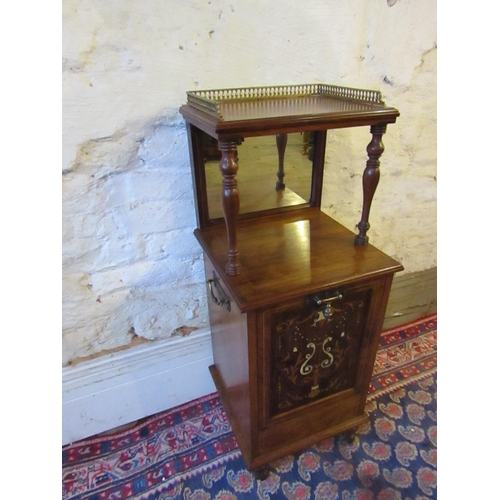 219 - Victorian Rosewood Cold Box Locker with Hinged Interior Below Three Quarter Gallery Decoration Appro... 