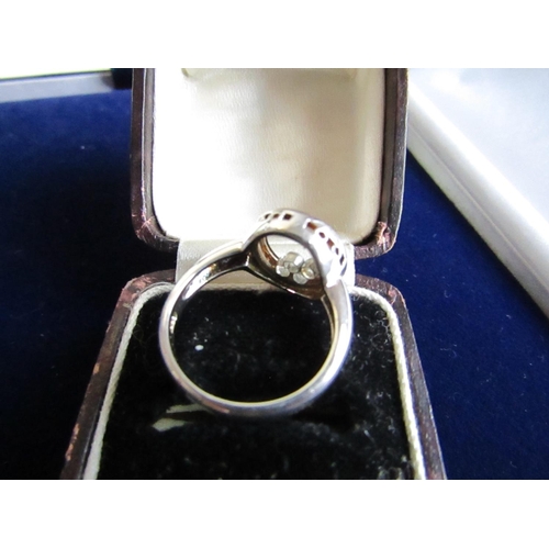 229 - Unusual Ladies Ring with Inset Diamonds to Panel Centre Size N and a Half