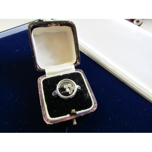 229 - Unusual Ladies Ring with Inset Diamonds to Panel Centre Size N and a Half