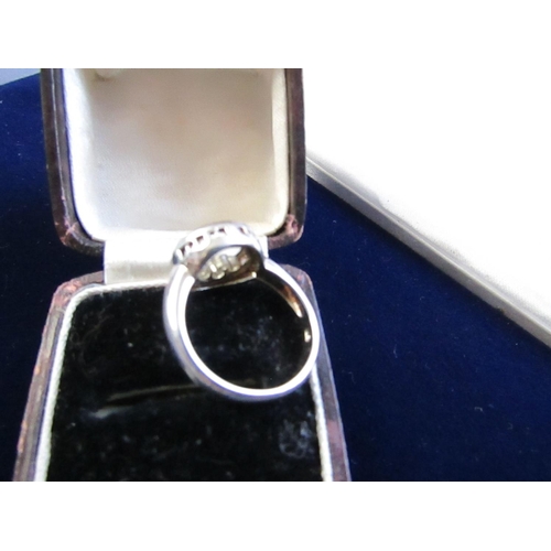 229 - Unusual Ladies Ring with Inset Diamonds to Panel Centre Size N and a Half