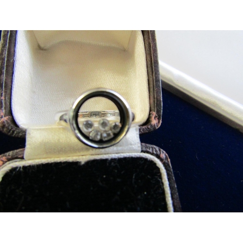 229 - Unusual Ladies Ring with Inset Diamonds to Panel Centre Size N and a Half