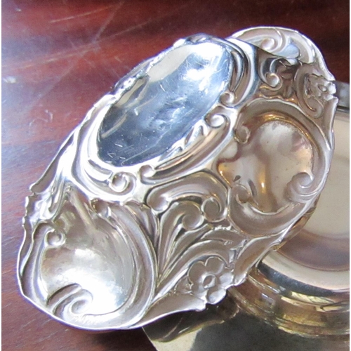 234 - Solid Silver Shaped Form Dish with Repousse Decoration Approximately 5 Inches Wide