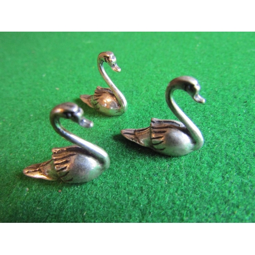 243 - Set of Four Solid Silver Figures Mother Swan and Goslings