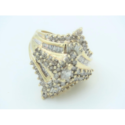 244 - Ladies Diamond Cluster Ring of Attractive Colour Mounted on 9 Carat Yellow Gold Band Ring Size R