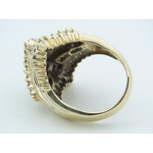 244 - Ladies Diamond Cluster Ring of Attractive Colour Mounted on 9 Carat Yellow Gold Band Ring Size R