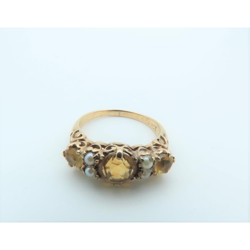 248 - Citrine and Diamond Ladies 18 Carat Gold Ring of Attractive Colour Ring Size Q