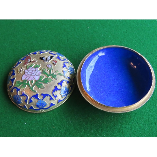 255 - Circular Form Cloisonne Box Attractively Detailed with Further Gilt Decoration Approximately 4 Inche... 