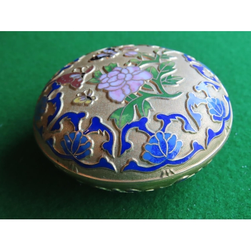 255 - Circular Form Cloisonne Box Attractively Detailed with Further Gilt Decoration Approximately 4 Inche... 