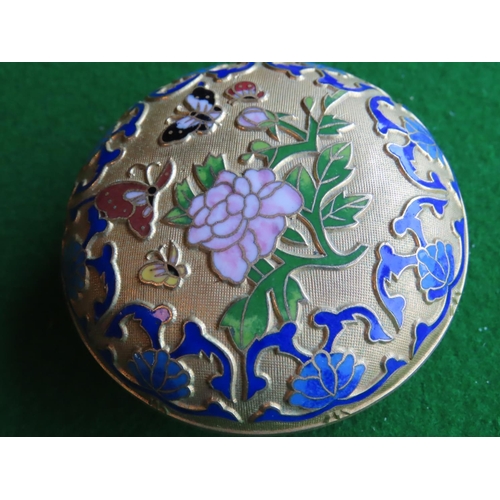 255 - Circular Form Cloisonne Box Attractively Detailed with Further Gilt Decoration Approximately 4 Inche... 