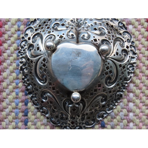 259 - Solid Silver Pin Dish Heart Motif with Embossed Decoration Approximately 5 Inches Wide