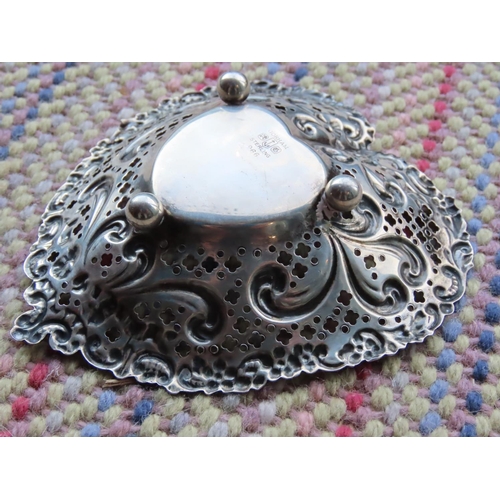 259 - Solid Silver Pin Dish Heart Motif with Embossed Decoration Approximately 5 Inches Wide