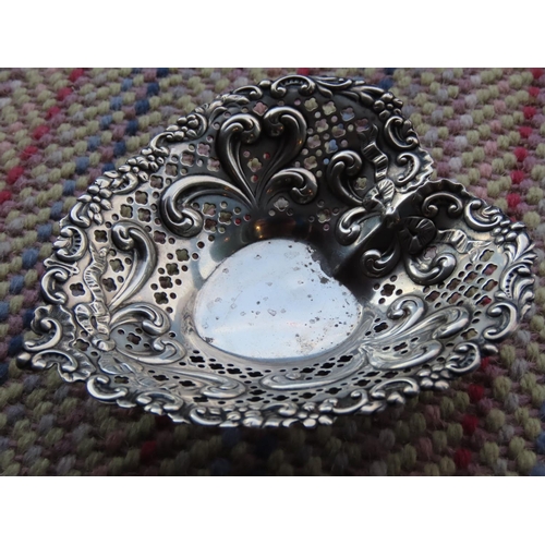 259 - Solid Silver Pin Dish Heart Motif with Embossed Decoration Approximately 5 Inches Wide