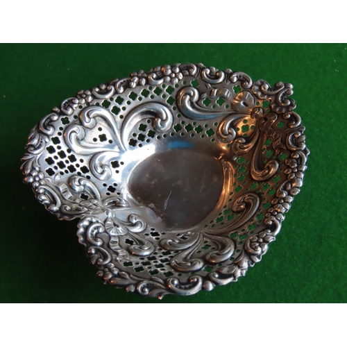 259 - Solid Silver Pin Dish Heart Motif with Embossed Decoration Approximately 5 Inches Wide