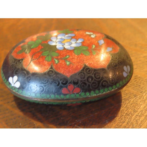 261 - Oval Form Cloisonne Decorated Dish with Cover Approximately 5 Inches Wide