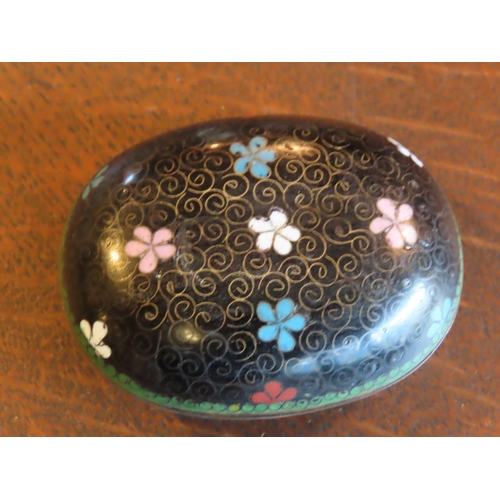 261 - Oval Form Cloisonne Decorated Dish with Cover Approximately 5 Inches Wide